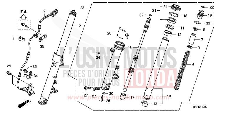 GABEL, VORNE von CB1300 Super Bold'or ABS PEARL SUNBEAM WHITE (NHA66KF) von 2010